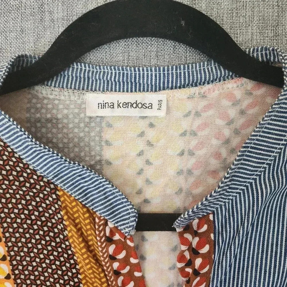 Nina Kendosa Paris Button Down Shirt Women's Medium Multicolor Oversized - Picture 3 of 8